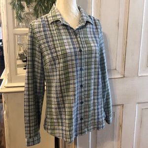 Woolrich Womens Jacket Button Down Shirt Size Medium Pastel Plaid